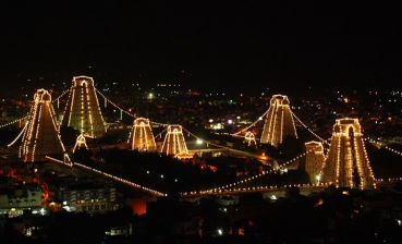 Temple and City at night